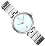  Shop Authentic Emporio Armani Mother of Pearl Dial Silver Steel Strap Watch For Women - AR11235 - Luxxuri