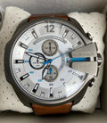  Shop Authentic Diesel Mega Chief White Dial Brown Leather Strap Watch For Men - DZ4280 - Luxxuri