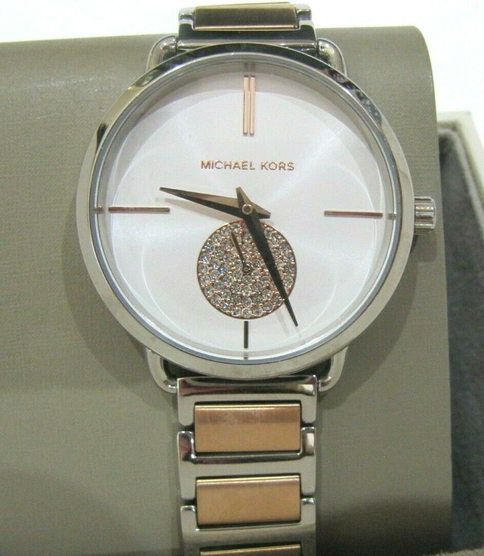 Michael Kors Portia Quartz Silver Dial Two Tone Steel Strap Watch For Women - MK3709