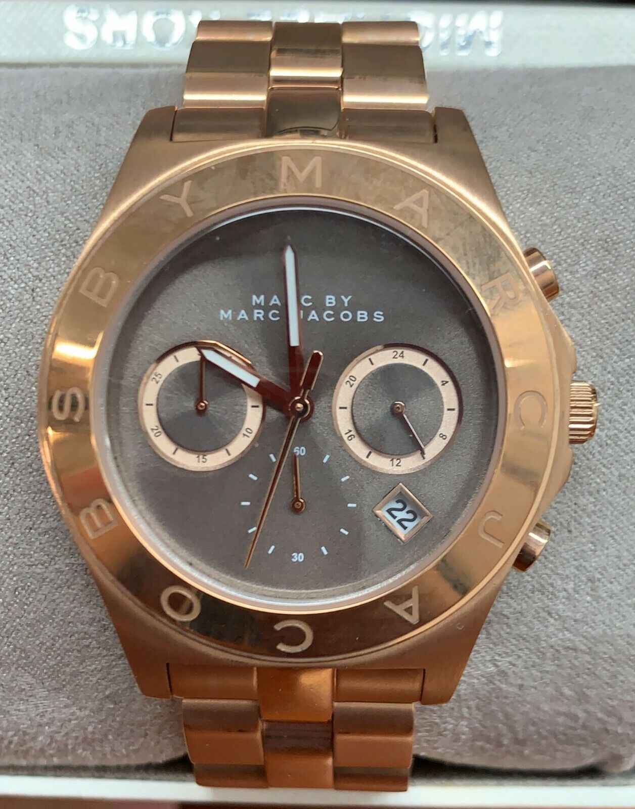  Shop Authentic Marc Jacobs Blade Chronograph Brown Dial Rose Gold Steel Strap Watch for Women - MBM3308 - Luxxuri