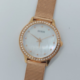  Shop Authentic Guess Chelsea Mother of Pearl White Dial Rose Gold Mesh Strap Watch For Women - W0647L2 - Luxxuri