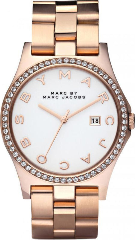  Shop Authentic Marc Jacobs Henry Diamonds White Dial Rose Gold Steel Strap Watch for Women - MBM3079 - Luxxuri