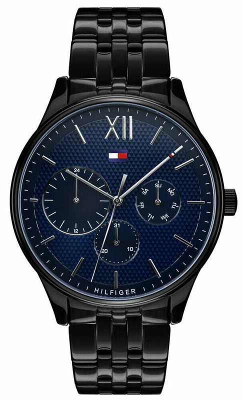  Shop Authentic Tommy Hilfiger Damon Quartz Chronograph Blue Dial Black Steel Strap Watch for Men - 1791454 - Luxxuri