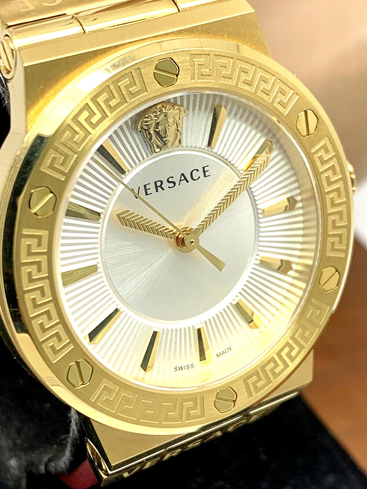  Shop Authentic Versace Greca Silver Dial Red Leather Strap Watch for Women - VEVH00420 - Luxxuri