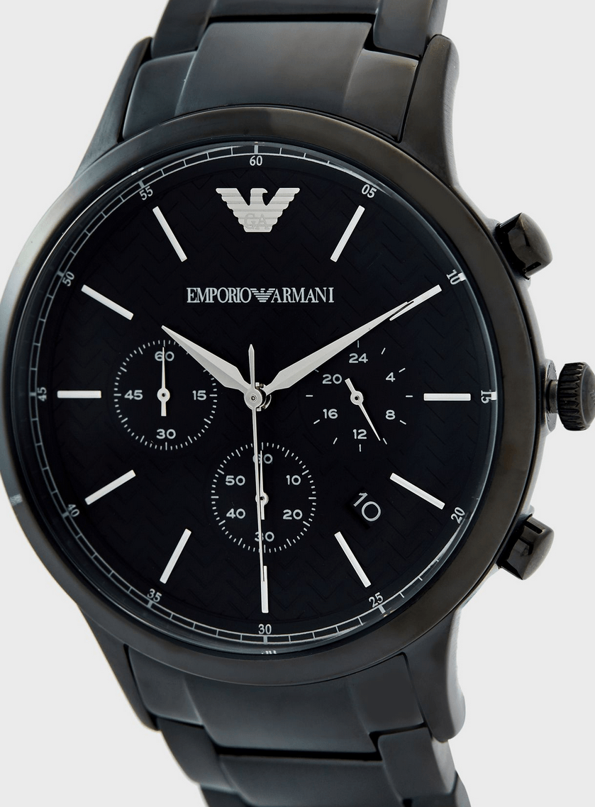  Shop Authentic Emporio Armani Dress Chronograph Quartz Black Dial Black Stainless Steel Strap Watch For Men - AR2485 - Luxxuri