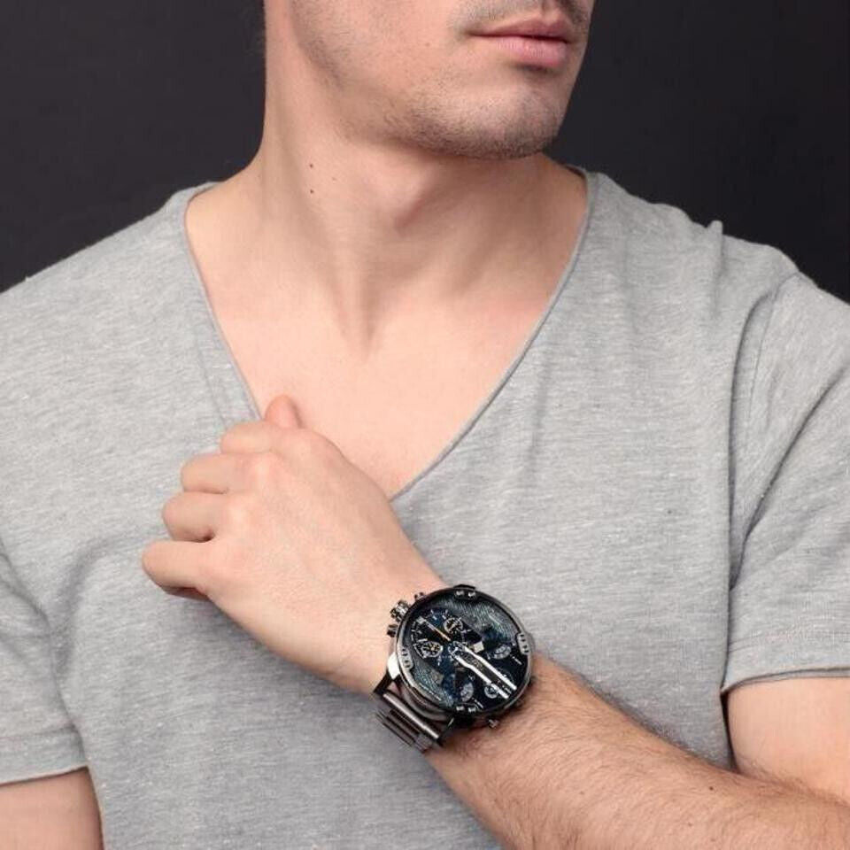  Shop Authentic Diesel Big Daddy 2.0 Blue Dial Grey Stainless Strap Watch For Men - DZ7331 - Luxxuri