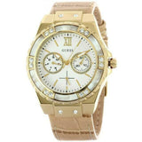  Shop Authentic Guess Limelight Quartz Silver Dial Golden Leather Strap Watch For Women - W0775L2 - Luxxuri