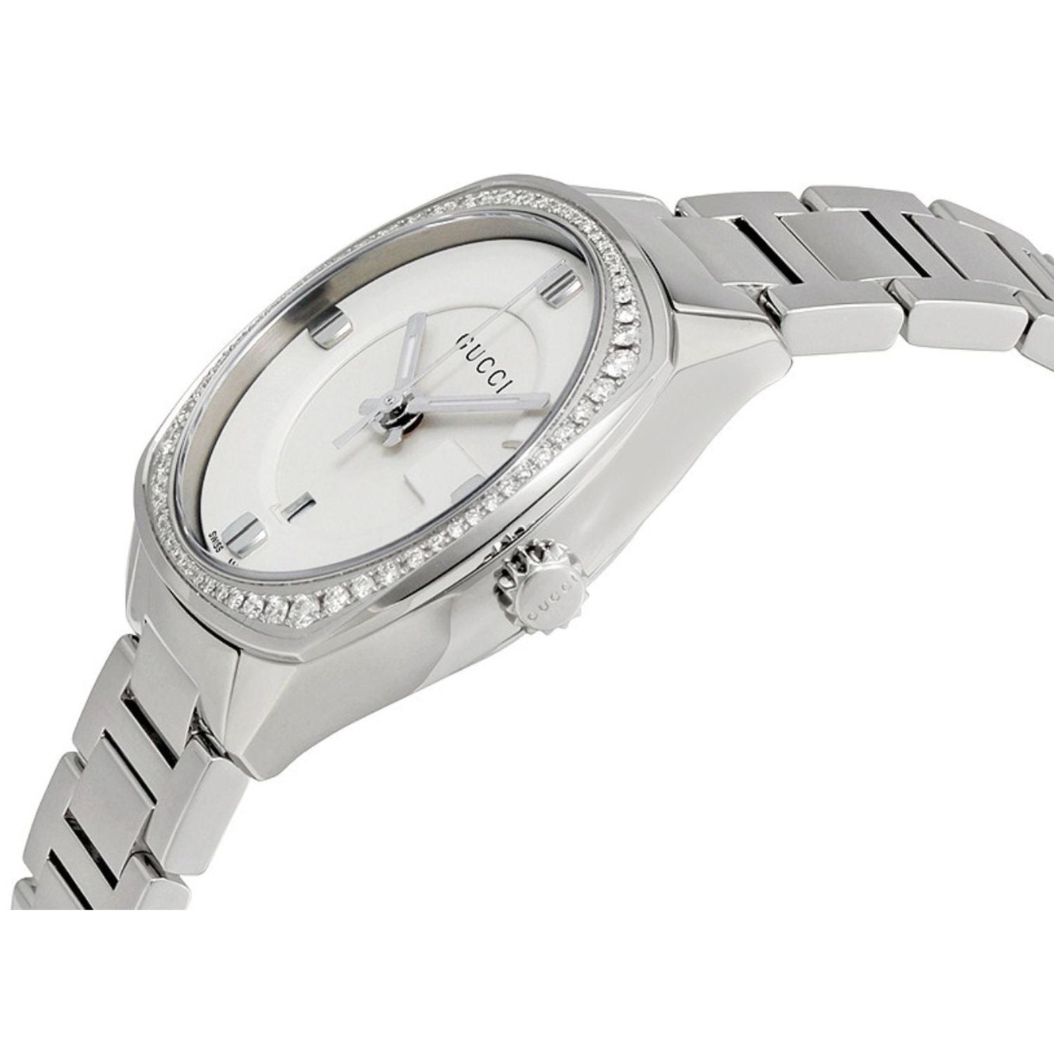 Shop Authentic Gucci GG2570 Diamonds White Dial Silver Steel Strap Watch For Women - YA142506 - Luxxuri