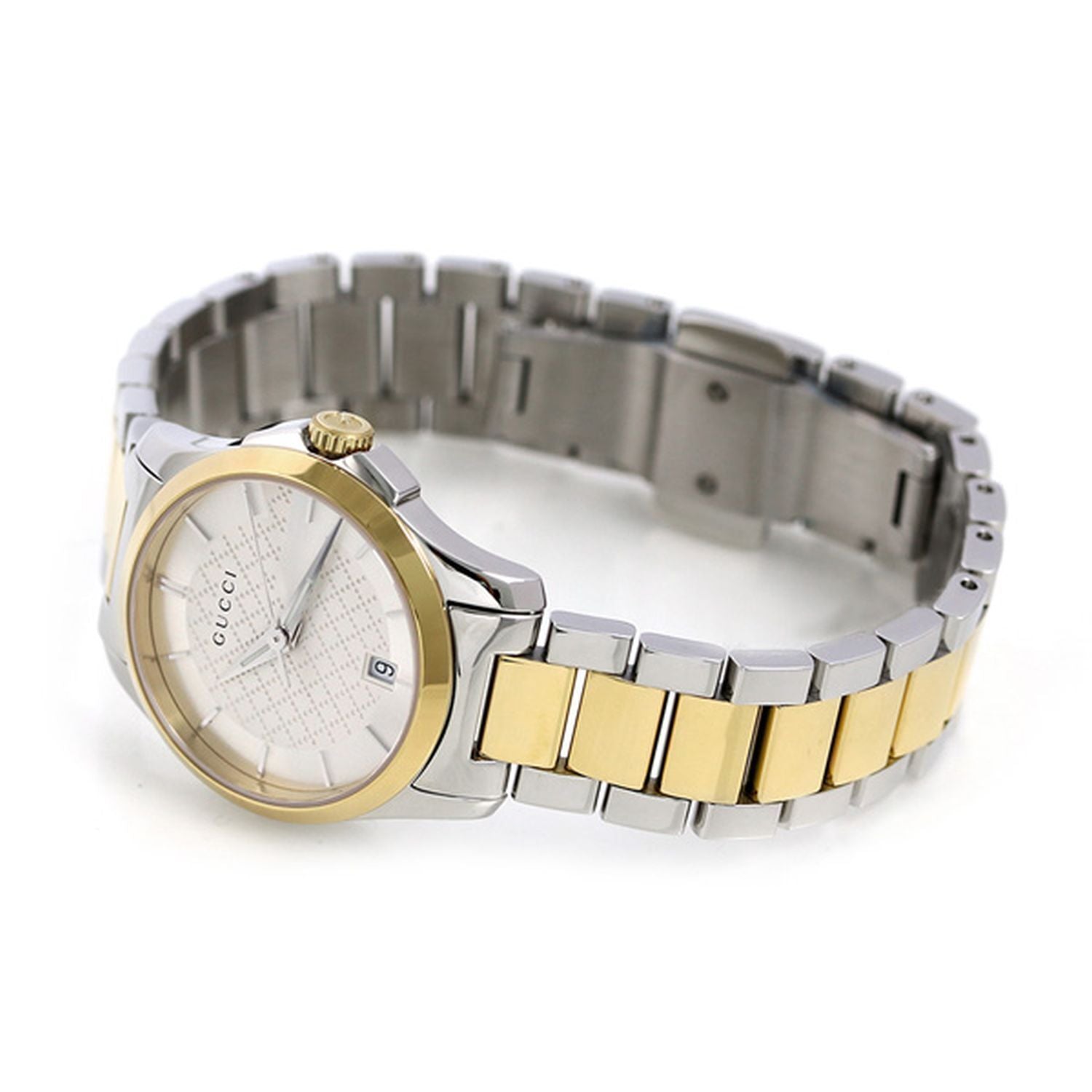  Shop Authentic Gucci G Timeless Quartz Silver Dial Two Tone Steel Strap Watch For Women - YA126531 - Luxxuri