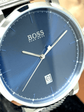  Shop Authentic Hugo Boss Horizon Blue Dial Grey Leather Strap Watch for Men - 1513539 - Luxxuri