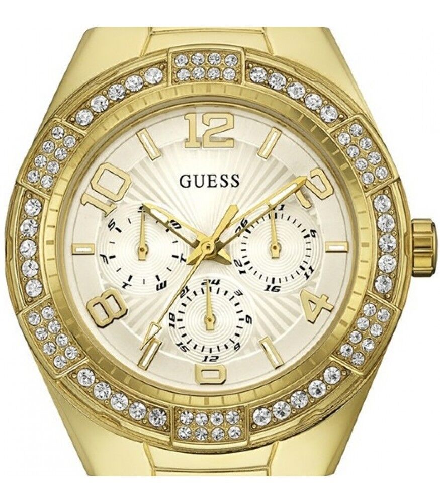  Shop Authentic Guess Luna Diamonds White Dial Gold Steel Strap Watch for Women - W0729L2 - Luxxuri