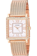 Guess Highline Off White Dial Rose Gold Stainless Steel Mesh Strap Watch For Women - W0826L3