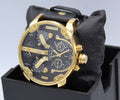  Shop Authentic Diesel Mr Daddy Black & Gold Dial Black Leather Strap Watch For Men - DZ7371 - Luxxuri