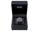  Shop Authentic Hugo Boss Blackout Chronograph Black Dial Black Leather Strap Watch For Men - HB1512567 - Luxxuri