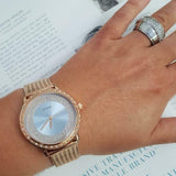  Shop Authentic Guess Willow Crystal Blue Dial Rose Gold Mesh Bracelet Watch For Women - W0836L1 - Luxxuri