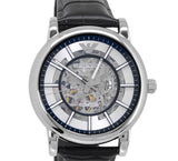 Shop Authentic Emporio Armani Luigi Silver Skeleton Dial Black Leather Strap Watch For Men - AR1981 - Luxxuri