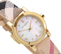  Shop Authentic Burberry The City Diamonds Mother of Pearl Dial Brown Leather Strap Watch for Women - BU9226 - Luxxuri