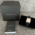  Shop Authentic Emporio Armani Gianni T Bar Quartz White Dial Black Leather Strap Watch For Women - AR11408 - Luxxuri