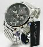  Shop Authentic Tommy Hilfiger Evan Grey Dial Silver Mesh Bracelet Watch for Men - 1710396 - Luxxuri