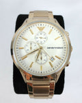 Shop Authentic Emporio Armani Renato Chronograph White Dial Gold Steel Strap Watch For Men - AR11332 - Luxxuri
