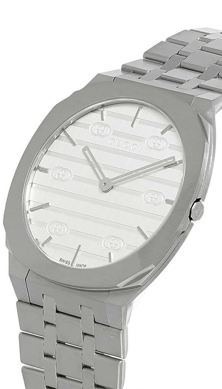  Shop Authentic Gucci 25H Quartz Silver Dial Silver Steel Strap Watch For Women - YA163402 - Luxxuri