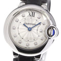  Shop Authentic Cartier Ballon Bleu de Cartier Diamonds Silver Dial Black Leather Strap Watch for Women - W4BB0008 - Luxxuri