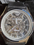  Shop Authentic Emporio Armani Meccanico White Skeleton Dial Black Leather Strap Watch For Men - AR60003 - Luxxuri
