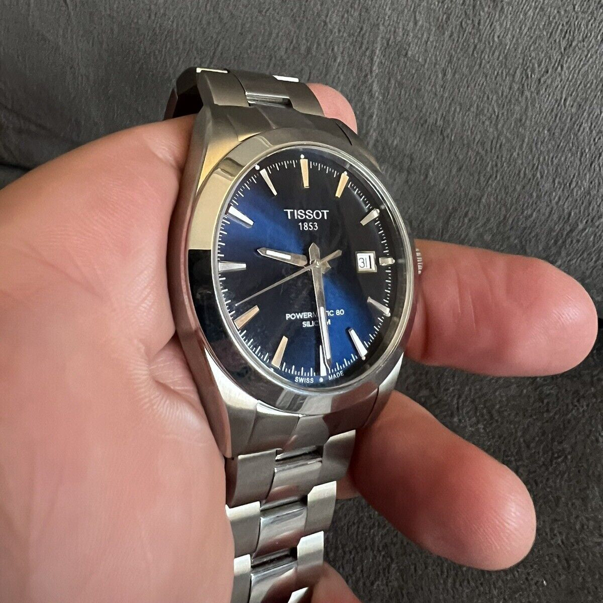  Shop Authentic Tissot Gentlemen Powermatic 80 Silicium Blue Dial Silver Steel Strap Watch For Men - T127.407.11.041.00 - Luxxuri