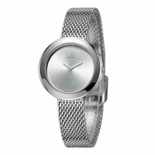  Shop Authentic Calvin Klein Firm White Dial Silver Mesh Bracelet Watch for Women - K3N23126 - Luxxuri
