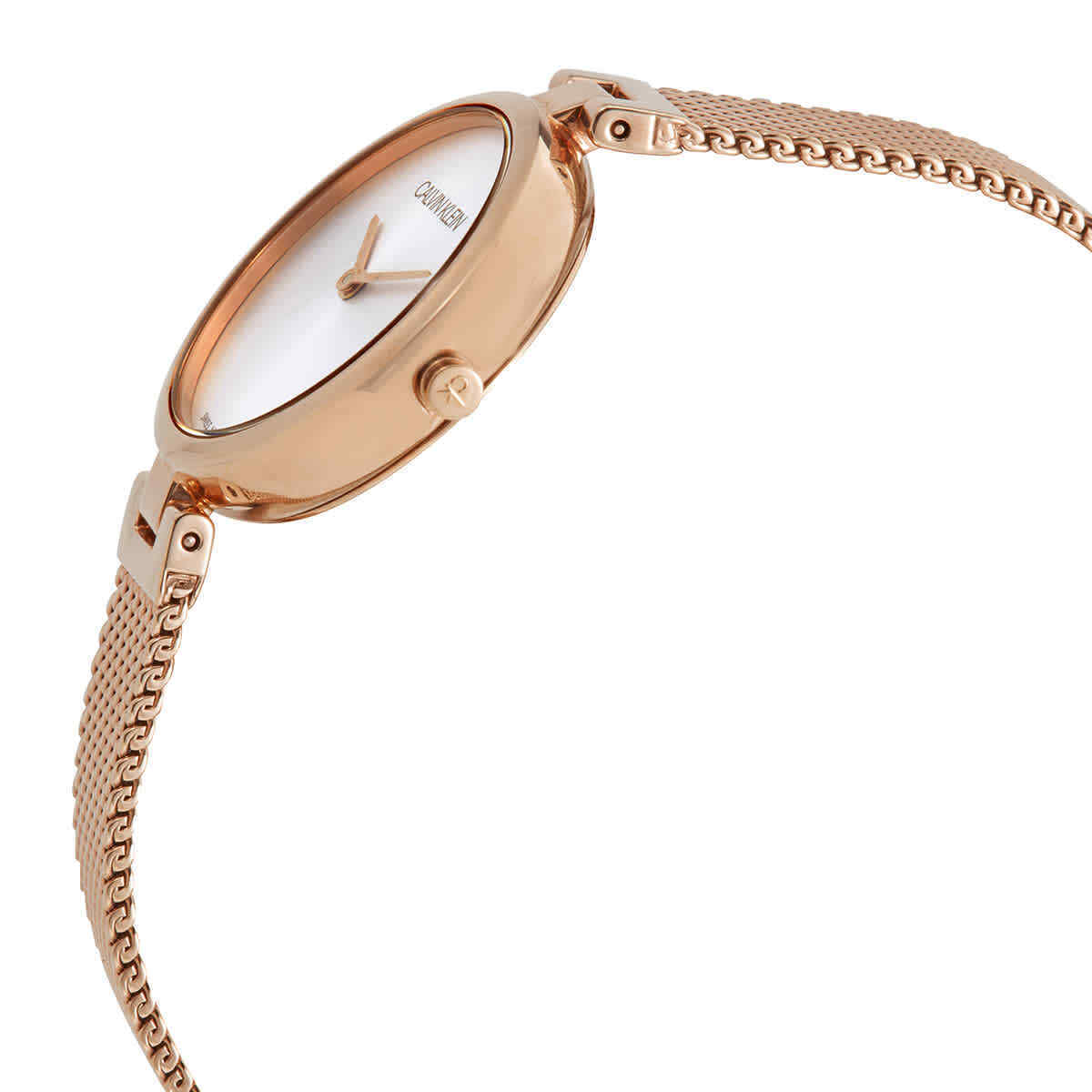  Shop Authentic Calvin Klein Authentic Silver Dial Rose Gold Mesh Bracelet Watch for Women - K8G23626 - Luxxuri