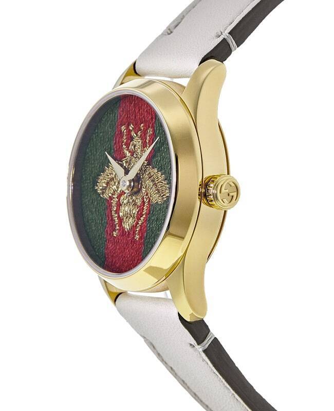  Shop Authentic Gucci G Timeless Quartz Red & Green Dial Beige Leather Strap Watch For Women - YA1265009 - Luxxuri