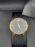  Shop Authentic Movado Ultra Slim Black Dial Black Leather Strap Watch For Women - 0607091 - Luxxuri