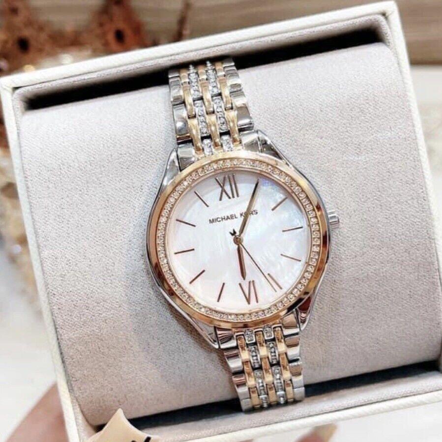  Shop Authentic Michael Kors Mindy Three Hand White Dial Two Tone Steel Strap Watch For Women - MK7077 - Luxxuri