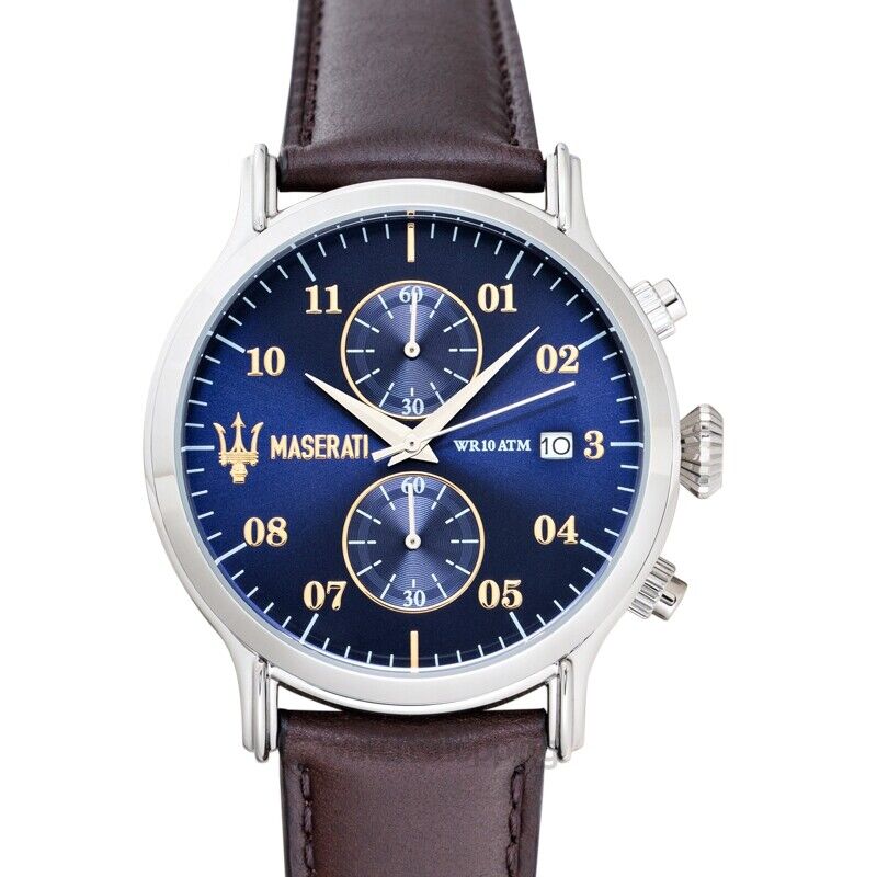  Shop Authentic Maserati Epoca Chronograph Blue Dial Brown Leather Strap Watch For Men - R8871618001 - Luxxuri