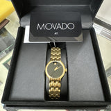  Shop Authentic Movado Veturi Black Dial Gold Steel Strap Watch for Women - 0606935 - Luxxuri