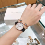  Shop Authentic Emporio Armani Kappa Mother of Pearl Dial Black Leather Strap Watch For Women - AR80011 - Luxxuri