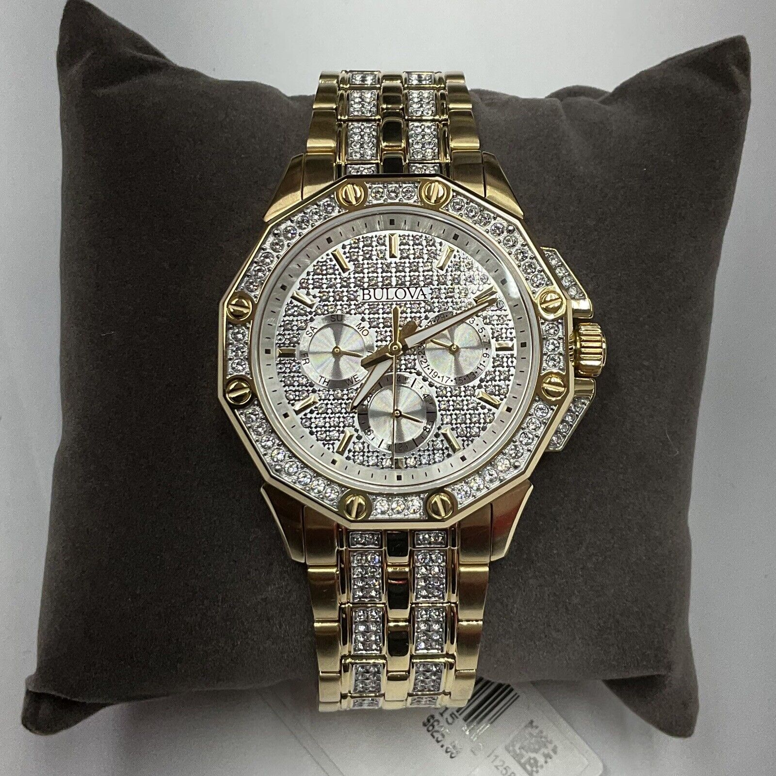  Shop Authentic Bulova Crystal Collection Octova White Dial Gold Steel Strap Watch for Men - 98C126 - Luxxuri