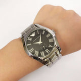  Shop Authentic Emporio Armani Valente Black Dial Silver Steel Strap Watch For Men - AR0680 - Luxxuri
