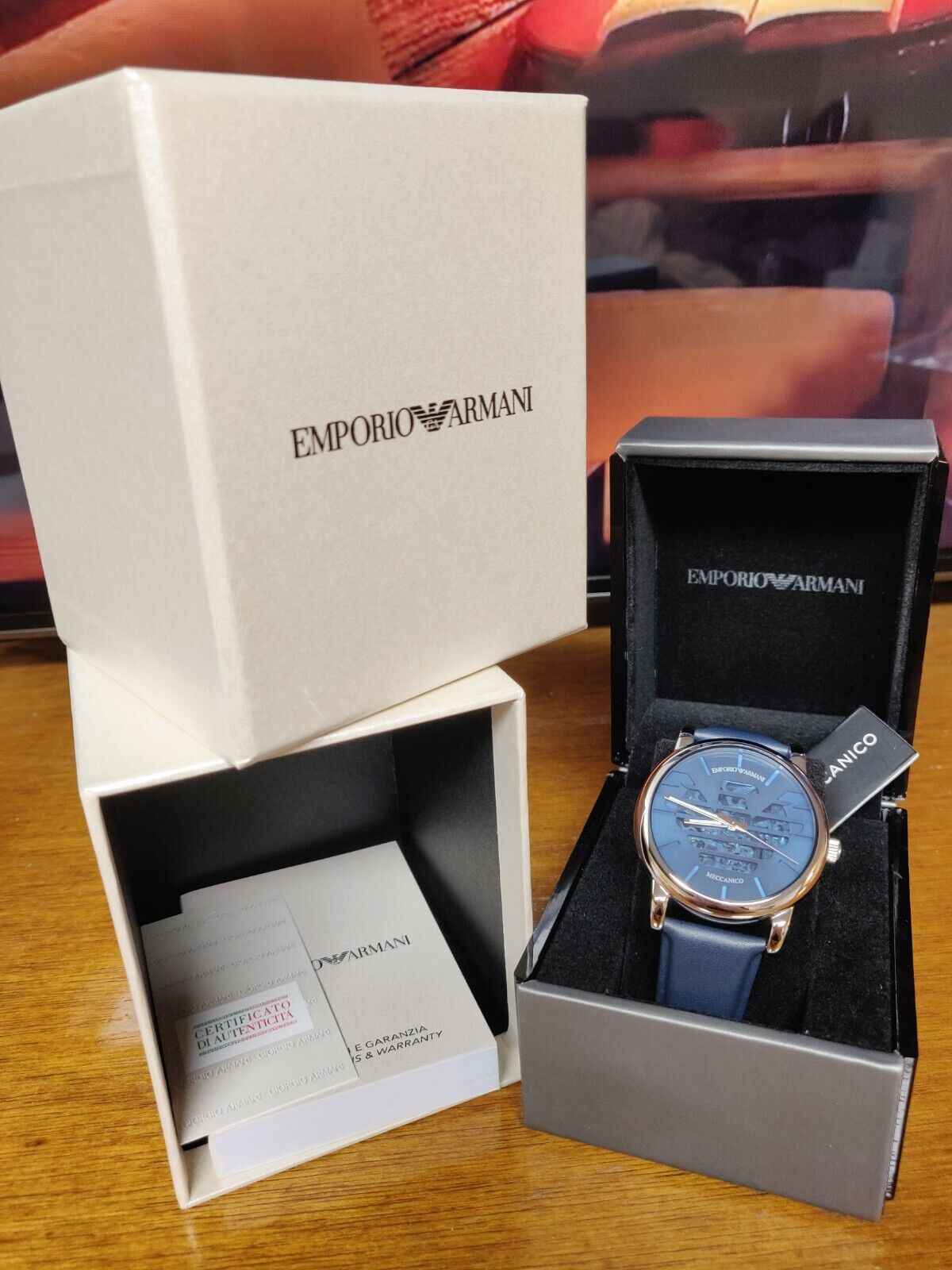  Shop Authentic Emporio Armani Luigi Automatic Blue Dial Blue Leather Strap Watch For Men - AR60030 - Luxxuri