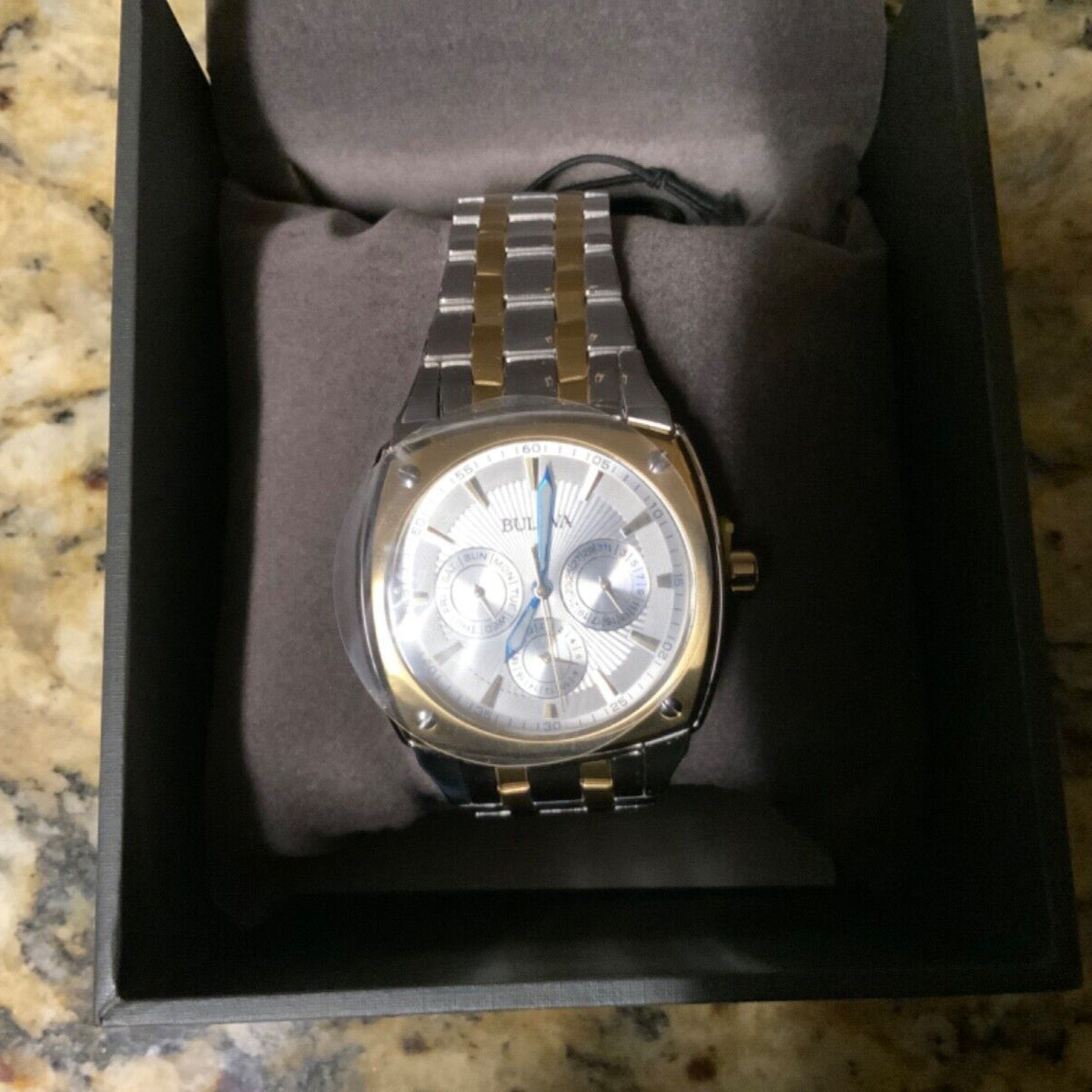  Shop Authentic Bulova Classic Multi Function Silver Dial Two Tone Steel Strap Watch for Men - 98C142 - Luxxuri