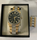  Shop Authentic Bulova Crystal Black Dial Two Tone Steel Strap Watch for Men - 98B235 - Luxxuri