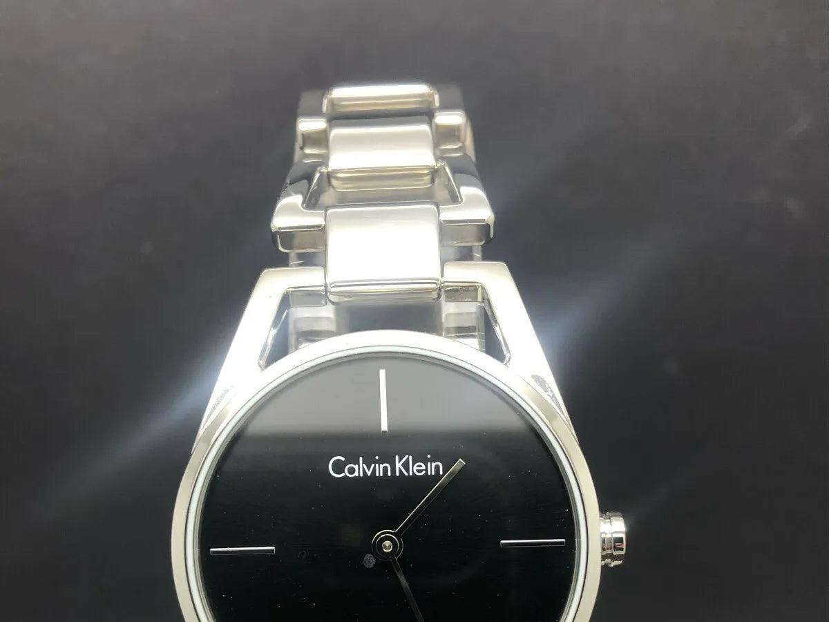  Shop Authentic Calvin Klein Dainty Black Dial Silver Steel Strap Watch for Women - K7L23141 - Luxxuri