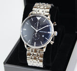  Shop Authentic Emporio Armani Gianni Chronograph Blue Dial Silver Steel Strap Watch For Men - AR1648 - Luxxuri