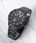  Shop Authentic Emporio Armani Meccanico Automatic Black Dial Black Steel Strap Watch For Men - AR60054 - Luxxuri