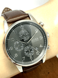  Shop Authentic Hugo Boss Navigator Grey Dial Brown Leather Strap Watch for Men - 1513494 - Luxxuri
