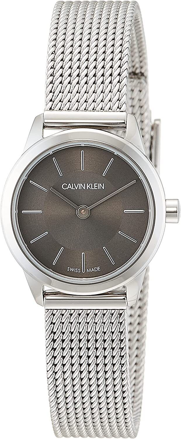  Shop Authentic Calvin Klein Minimal Grey Dial Silver Mesh Bracelet Watch for Women - K3M23124 - Luxxuri