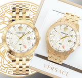  Shop Authentic Versace Univers Quartz White Dial Gold Steel Strap Watch for Men - VEBK00518 - Luxxuri
