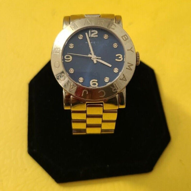  Shop Authentic Marc Jacobs Amy Blue Dial Gold Steel Strap Watch for Women - MBM3166 - Luxxuri