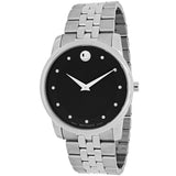  Shop Authentic Movado Museum Diamonds Black Dial Silver Steel Strap Watch For Men - 606878 - Luxxuri
