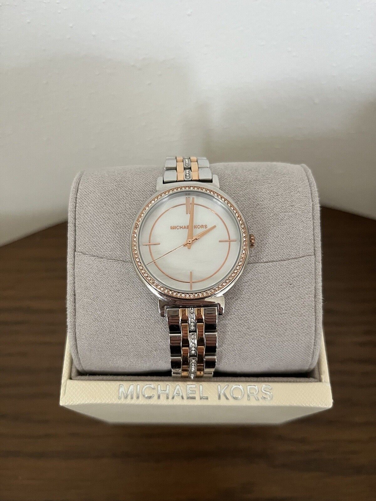  Shop Authentic Michael Kors Cinthia Mother of Pearl Dial Two Tone Steel Strap Watch For Women - MK3831 - Luxxuri